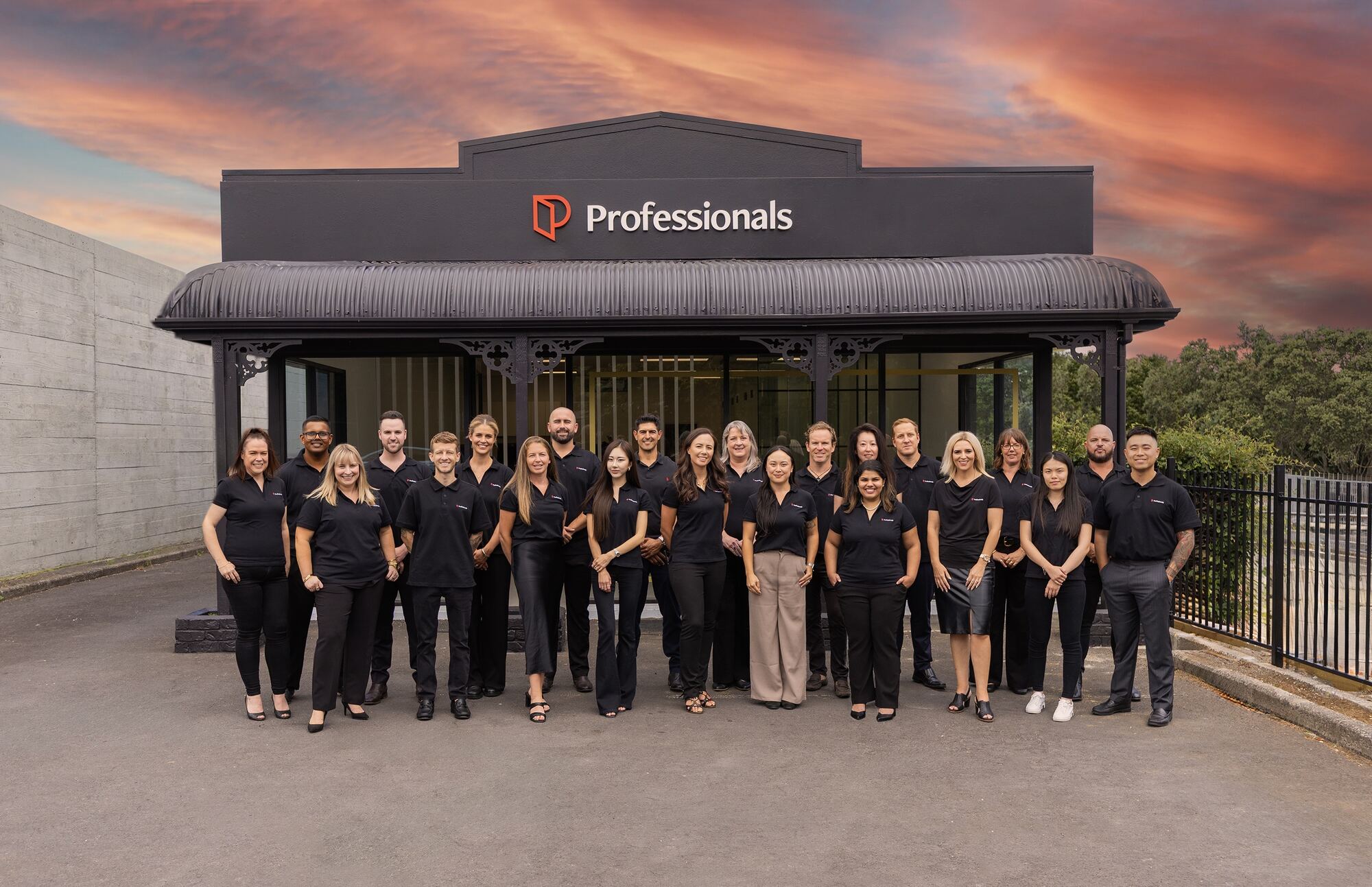 The Meros Group sales team outside the Professionals office
